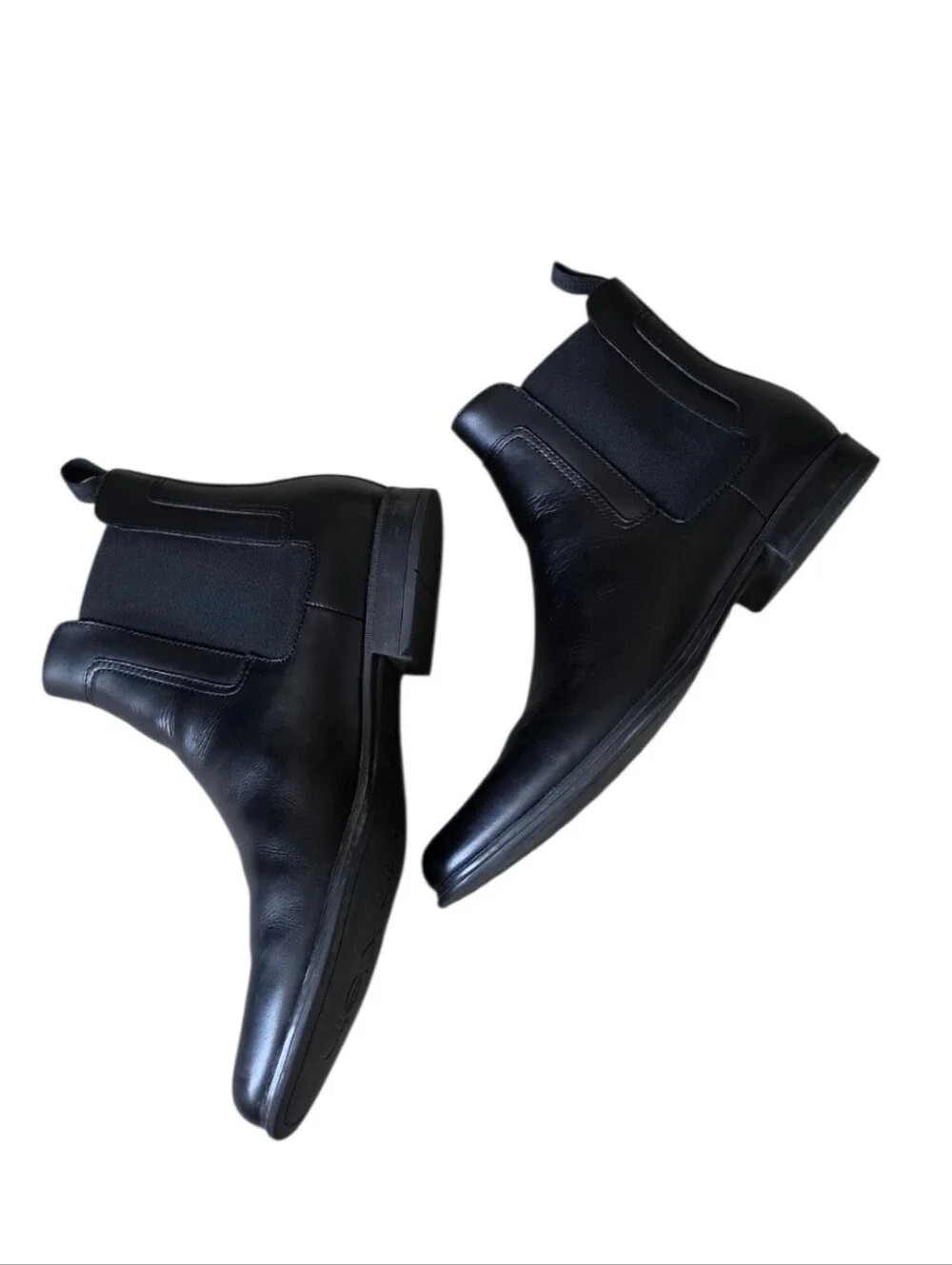 Calvin Klein Declan Men’s Black Leather Chelsea Boots Size 12 Dress Ankle